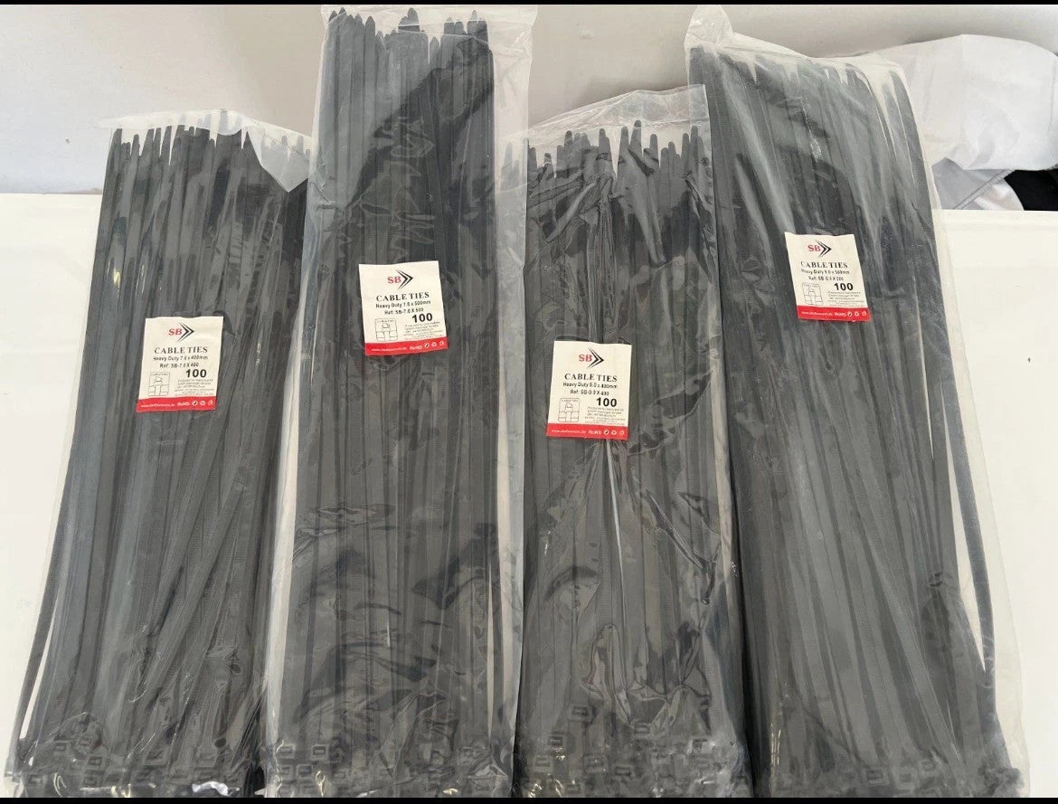 400tlg EXTREM Schwerlast Kabelbinder Set 7,6 & 9,0 mm UV-beständig Heavy Duty