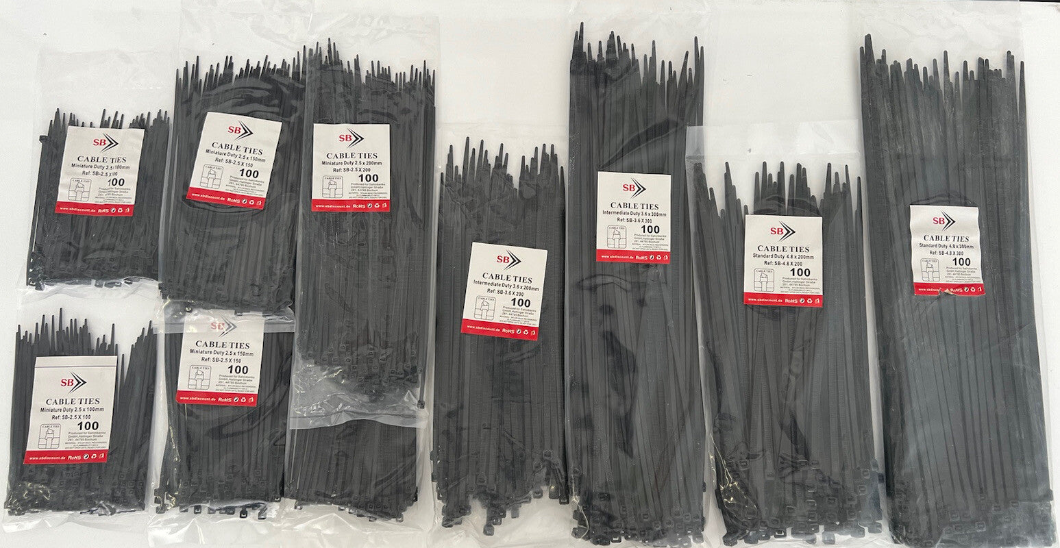1000tlg KABELBINDER Sortiment 2,5/3,6/4,8mm x 10/15/20/30cm Industriequalität