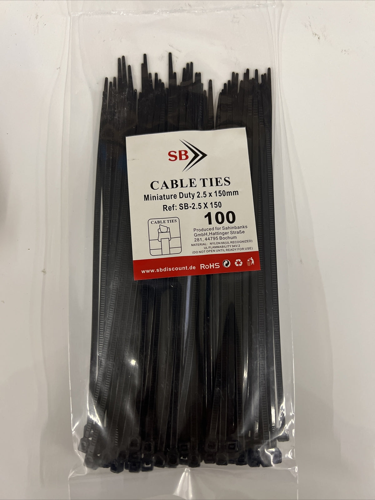 KABELBINDER Schwarz 100-5000 Stück Industriequalität Set 2,5 bis 9,0 mm