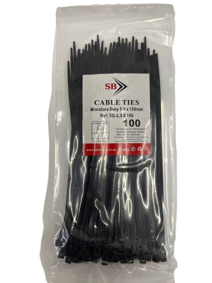 Kabelbinder 2,5 x 150 mm schwarz 50 Packungen / 5000 Stück
