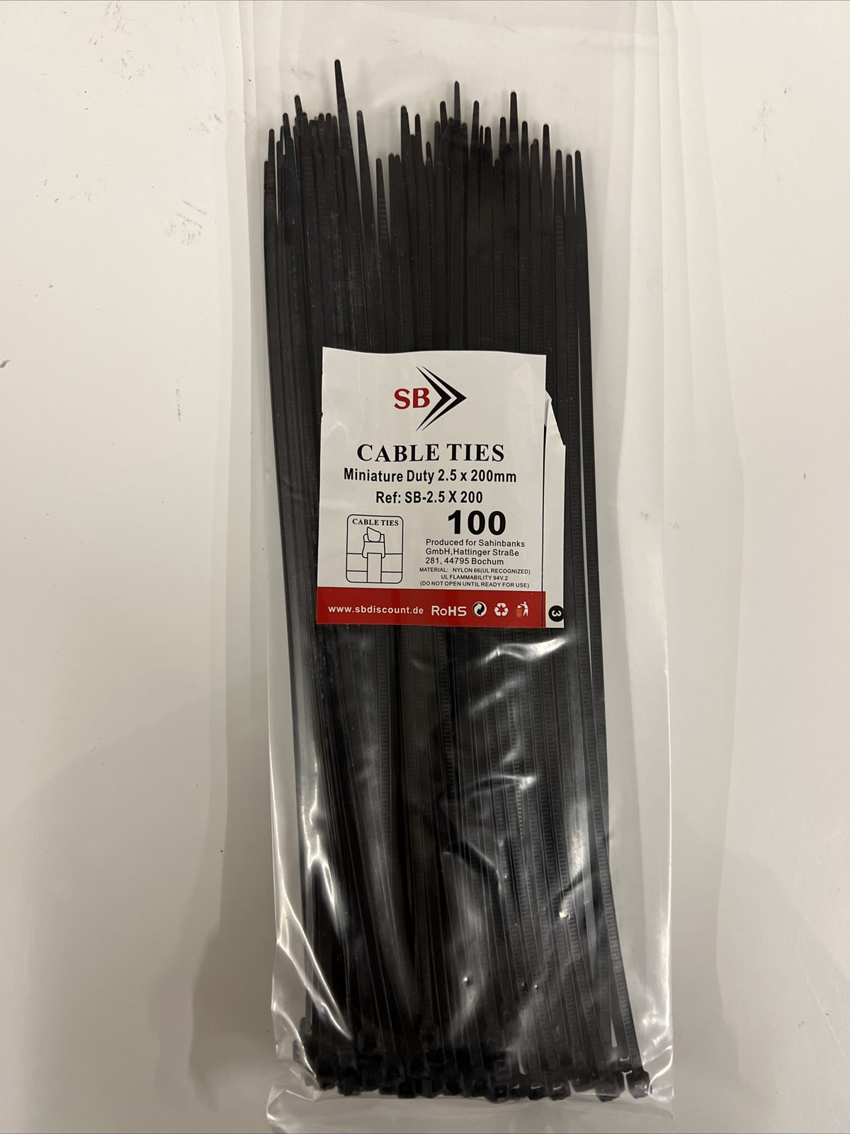 KABELBINDER Schwarz 100-5000 Stück Industriequalität Set 2,5 bis 9,0 mm