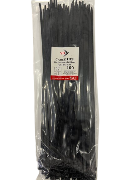 1000x Kabelbinder 4,8 x 300 mm schwarz UV-beständig Industriequalität