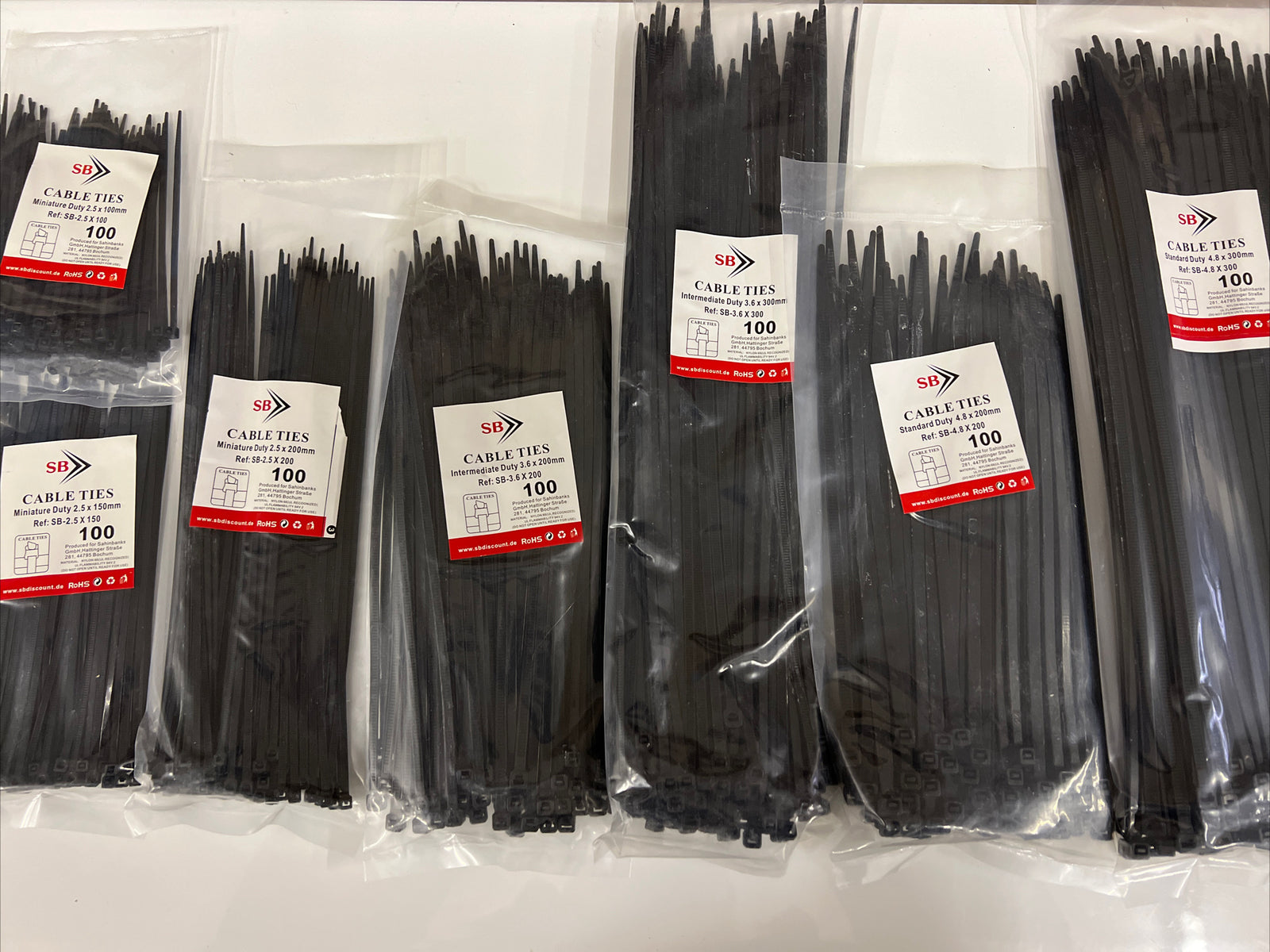 KABELBINDER Schwarz 100-5000 Stück Industriequalität Set 2,5 bis 9,0 mm