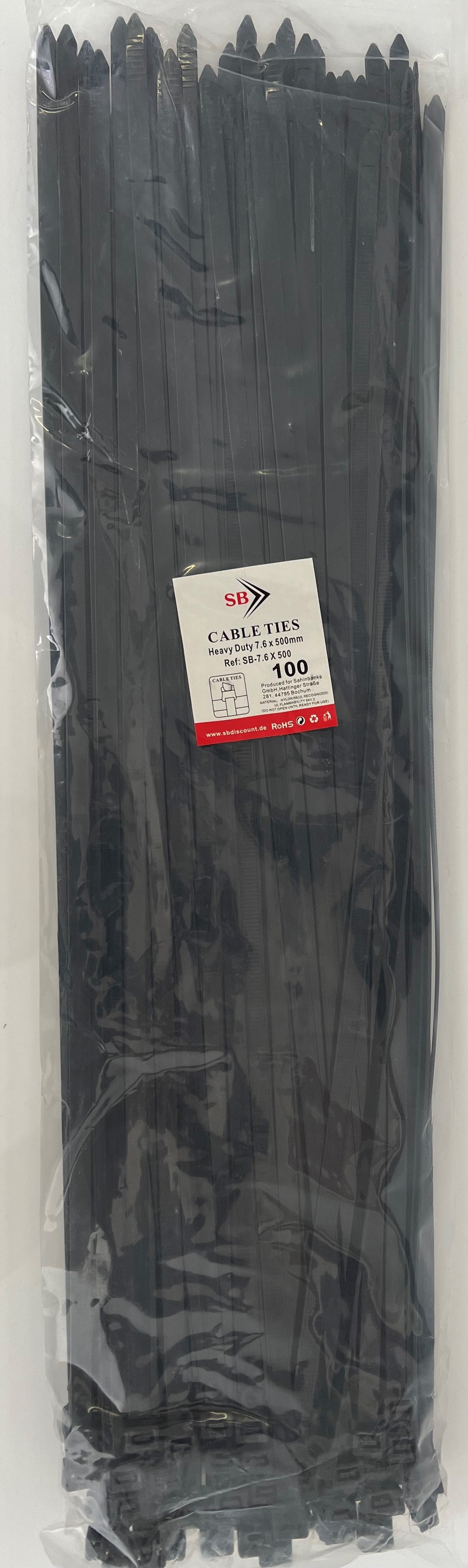 Kabelbinder 7,6 x 500 mm schwarz