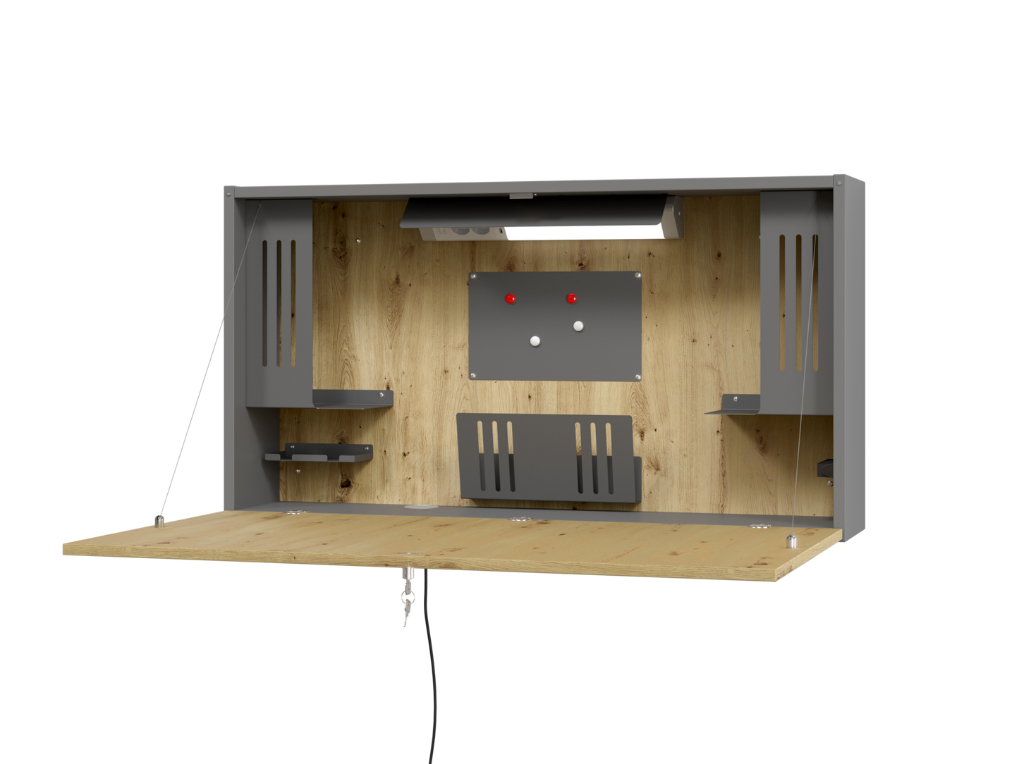 Wandschreibtisch 120cm, Graphit/Asteiche