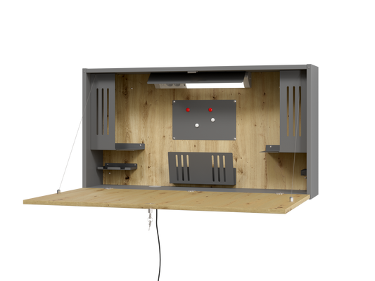 Wandschreibtisch 120cm, Graphit/Asteiche