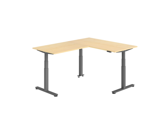 Ergonomischer Winkel-Schreibtisch höhenverstellbar ahorn - Sahinbanks
